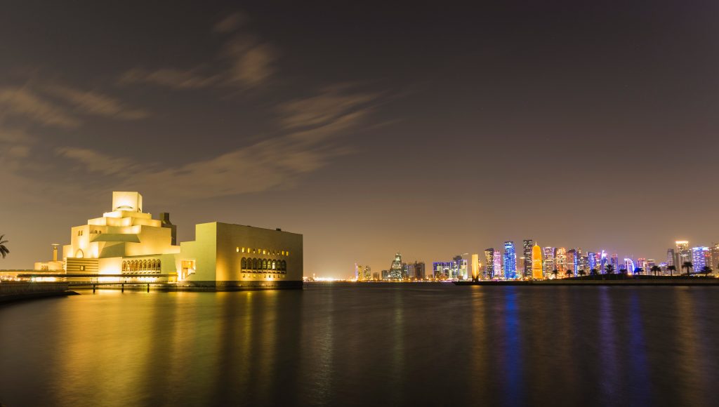 Qatar, Doha Night Skyline