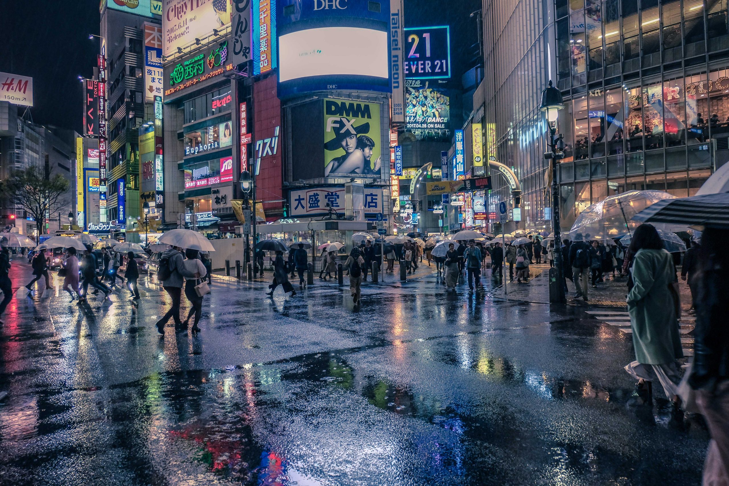 Rainy Shibuya Crossing in Tokyo