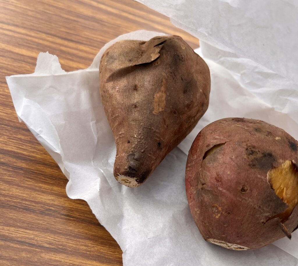 Roasted and ready to eat sweet potato in Japan