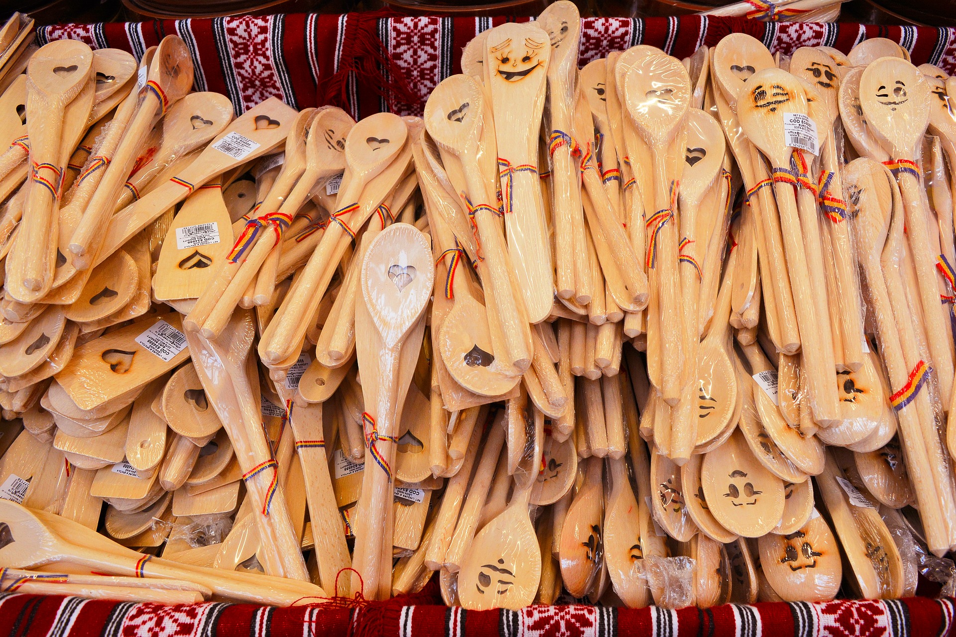 Romanian wooden spoons with happy faces