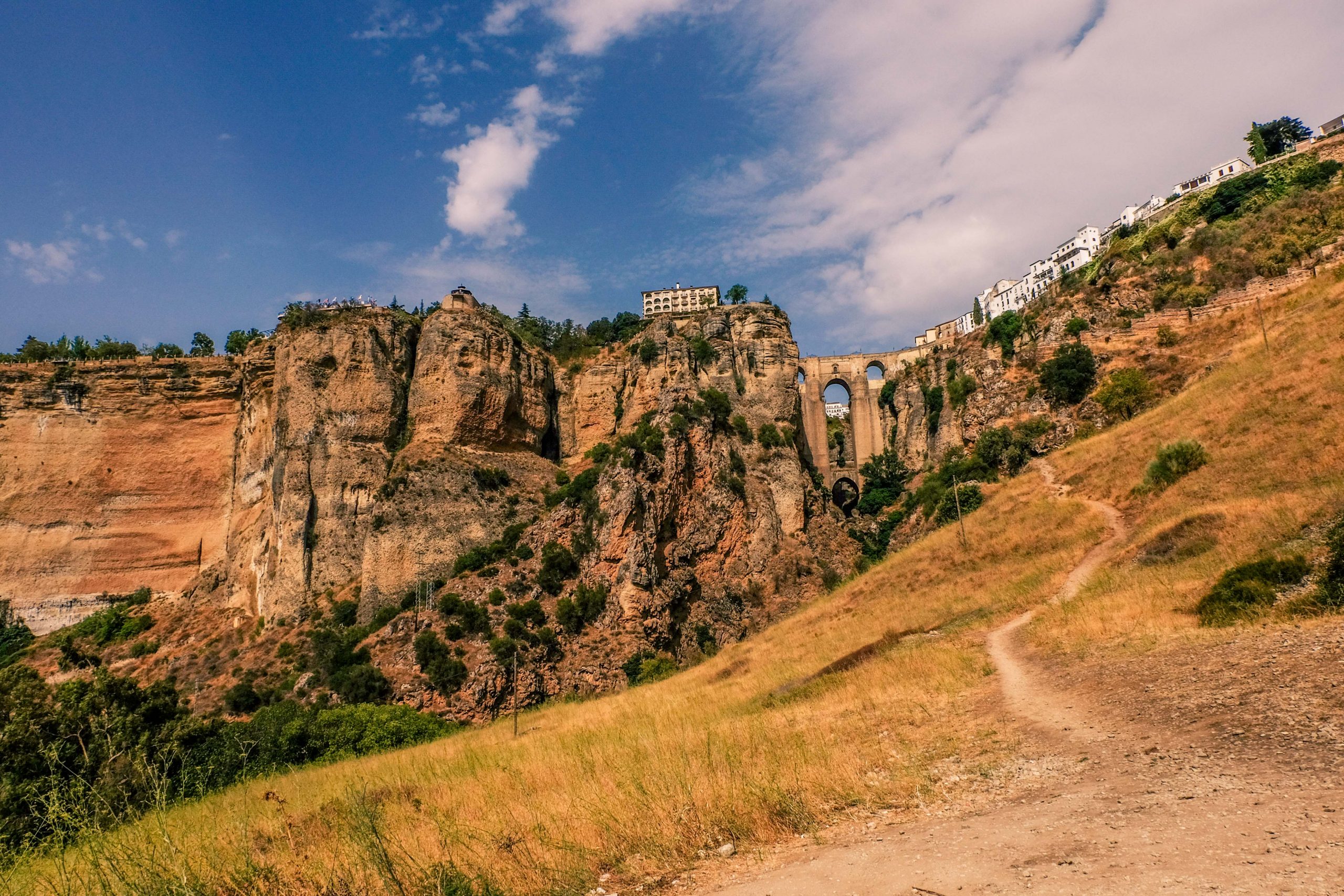 Ronda with its gorgeous bridges as seen from afar