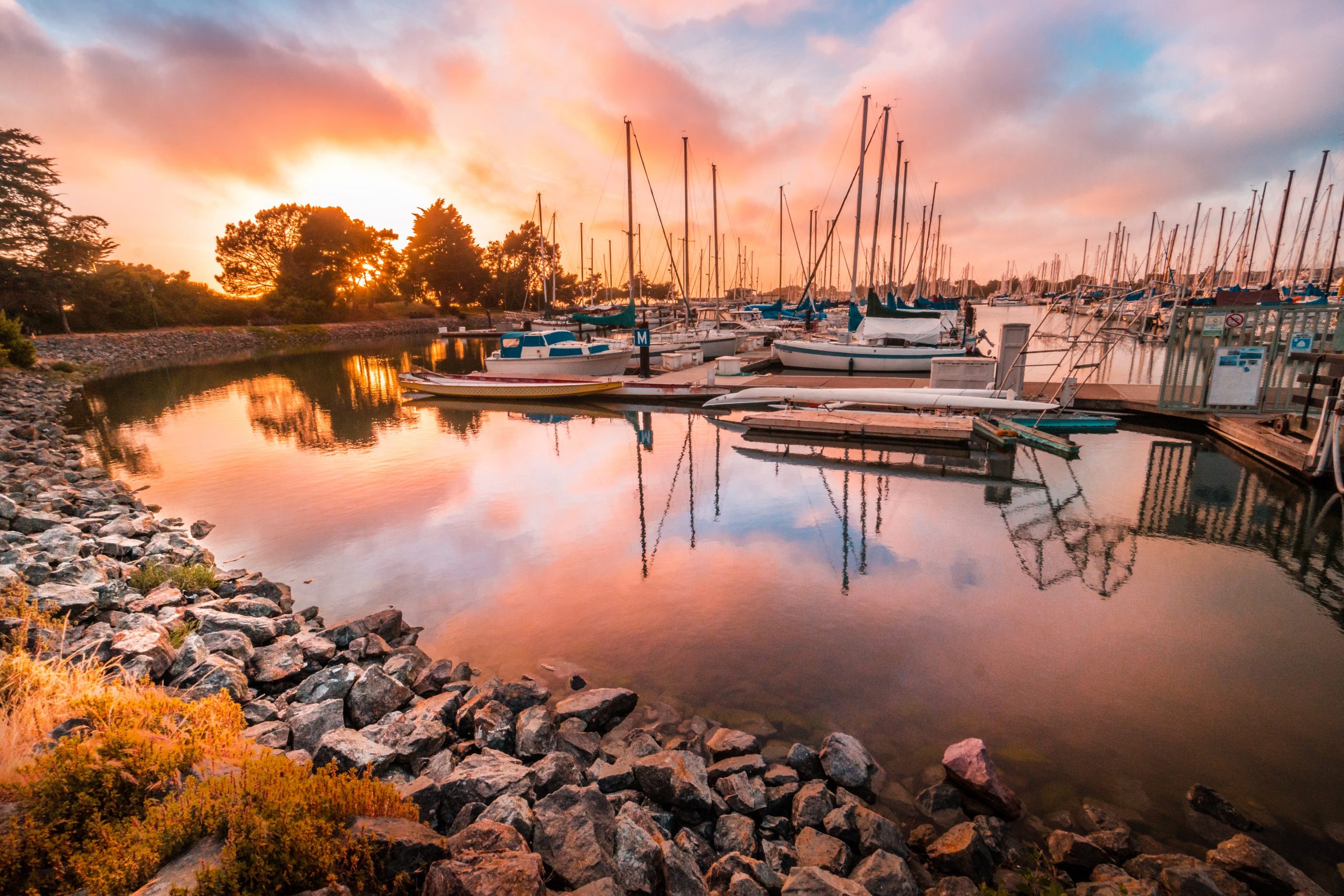 Sailing boats at sunset in Berkeley