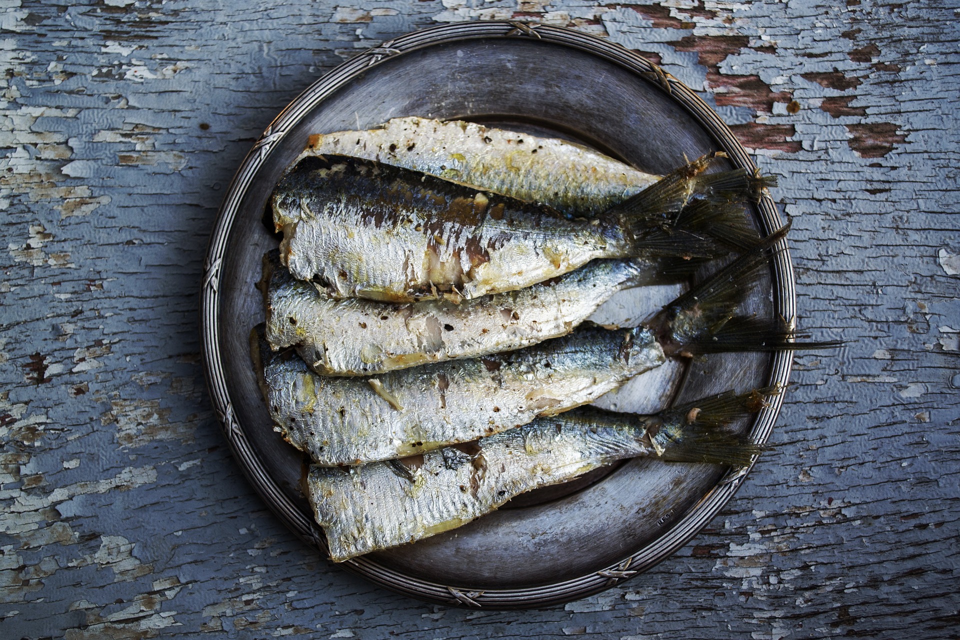 Sardines in a bowl served in mamaia - typical Romanian seaside seafood