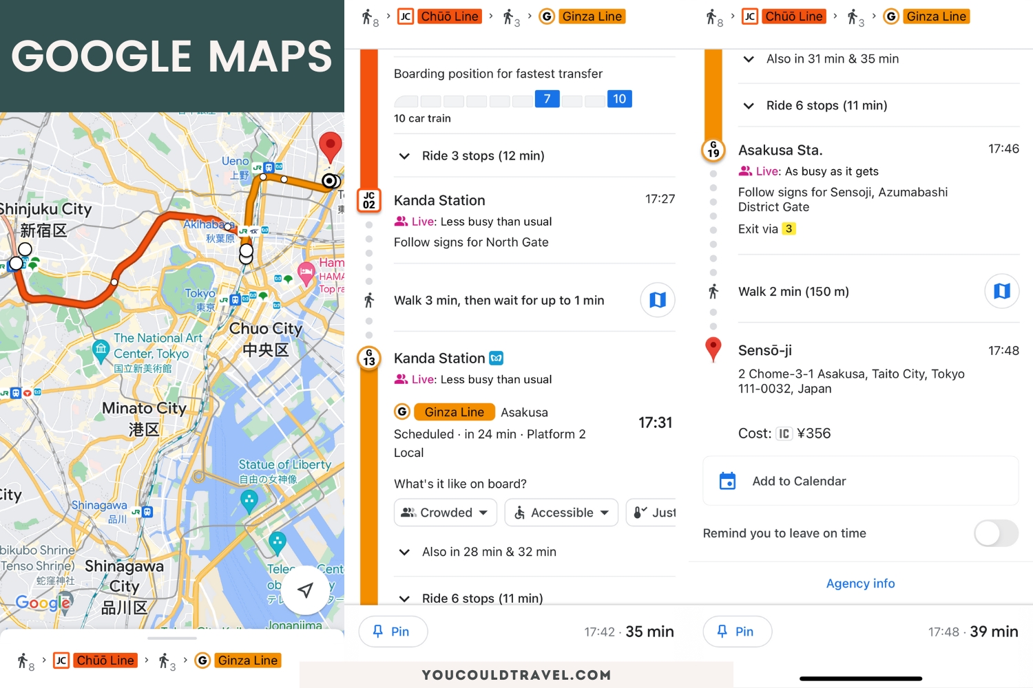 iOS Screenshots of Google Maps app