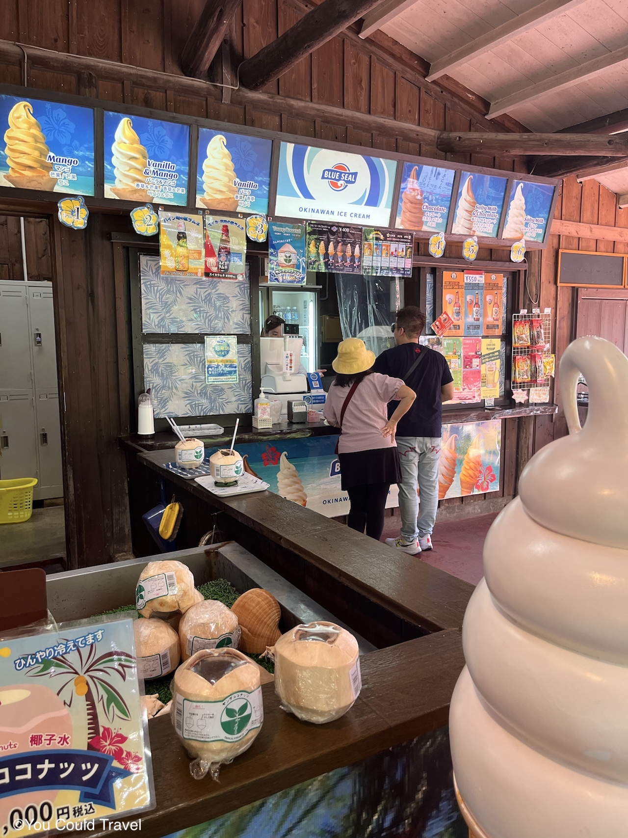 Seal ice cream at fruit parlour Okinawa World