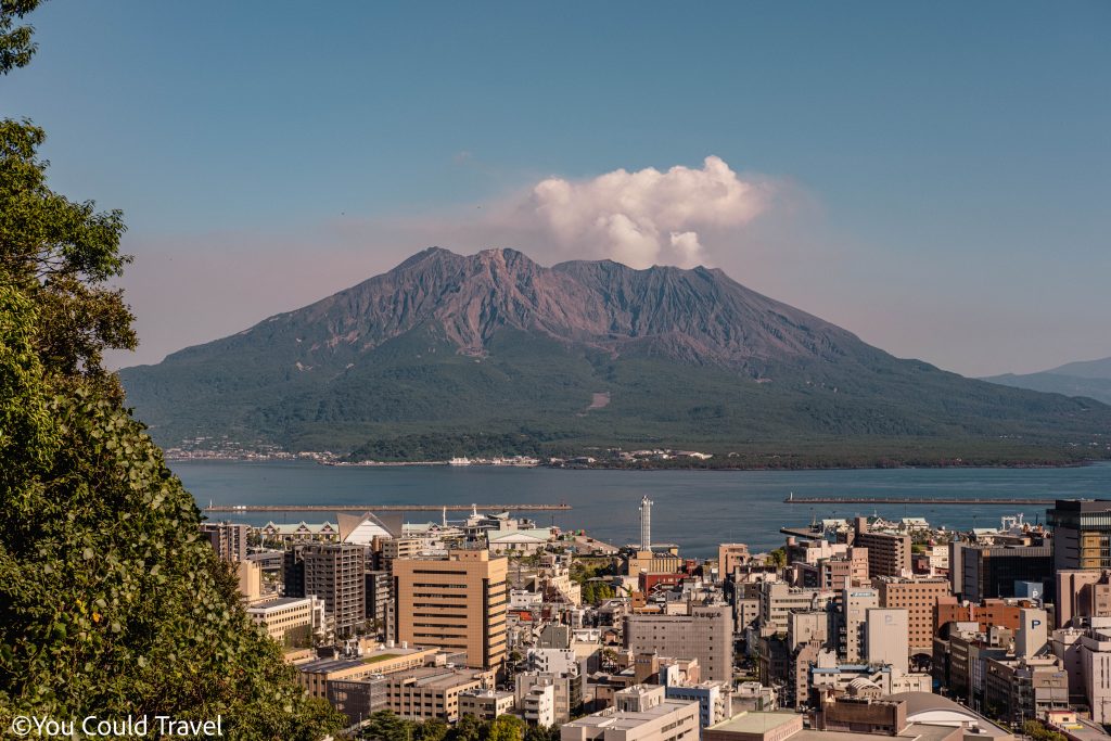 Seeing Sakurajima from the observation deck in Kagoshima