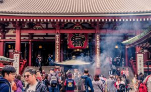 Incense and visitors enjoying the beautiful Senso-ji in Asakusa