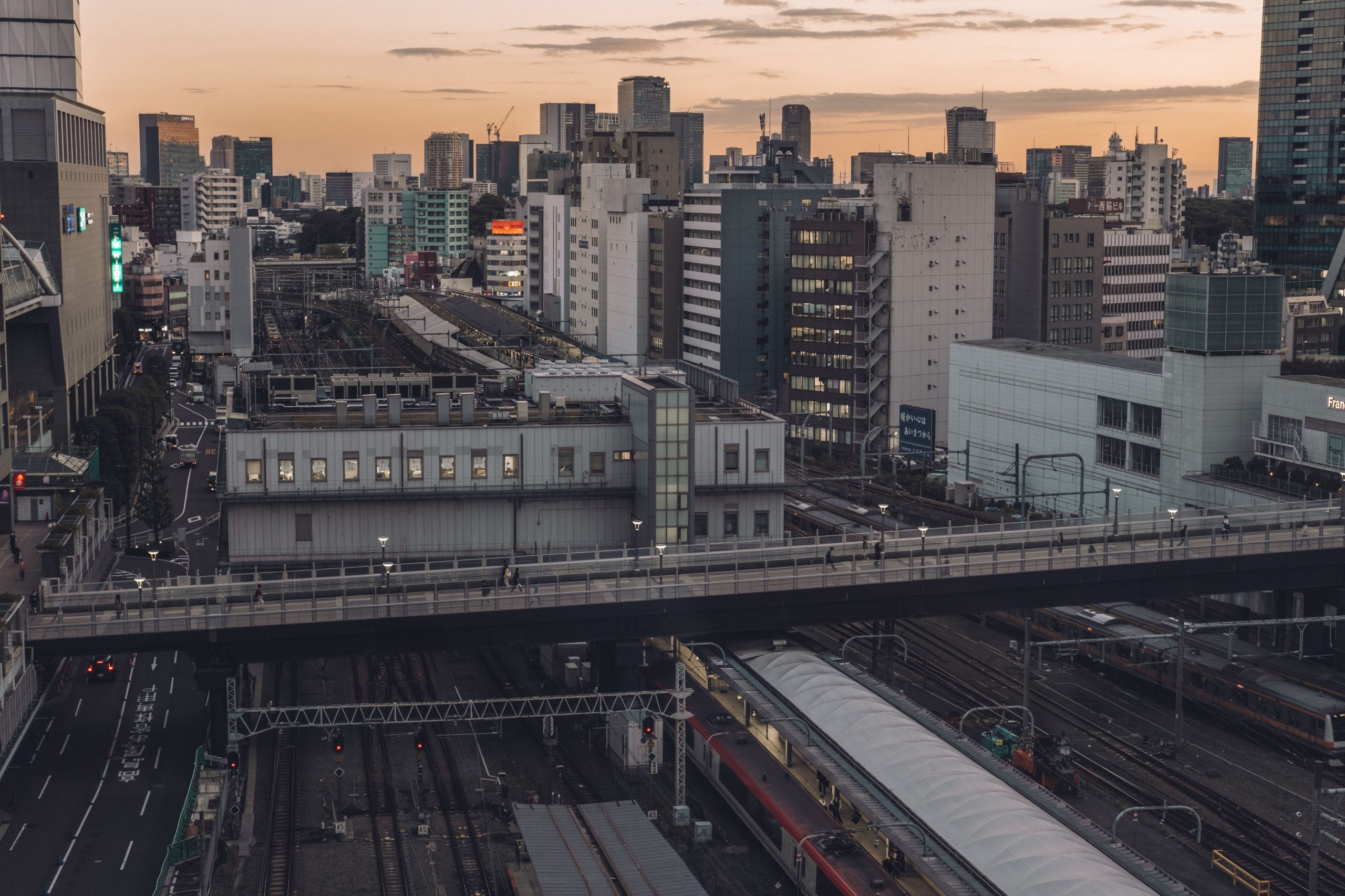 Shinjuku train station as seen from the viewing platform Shinjuku train station as seen from the viewing platform