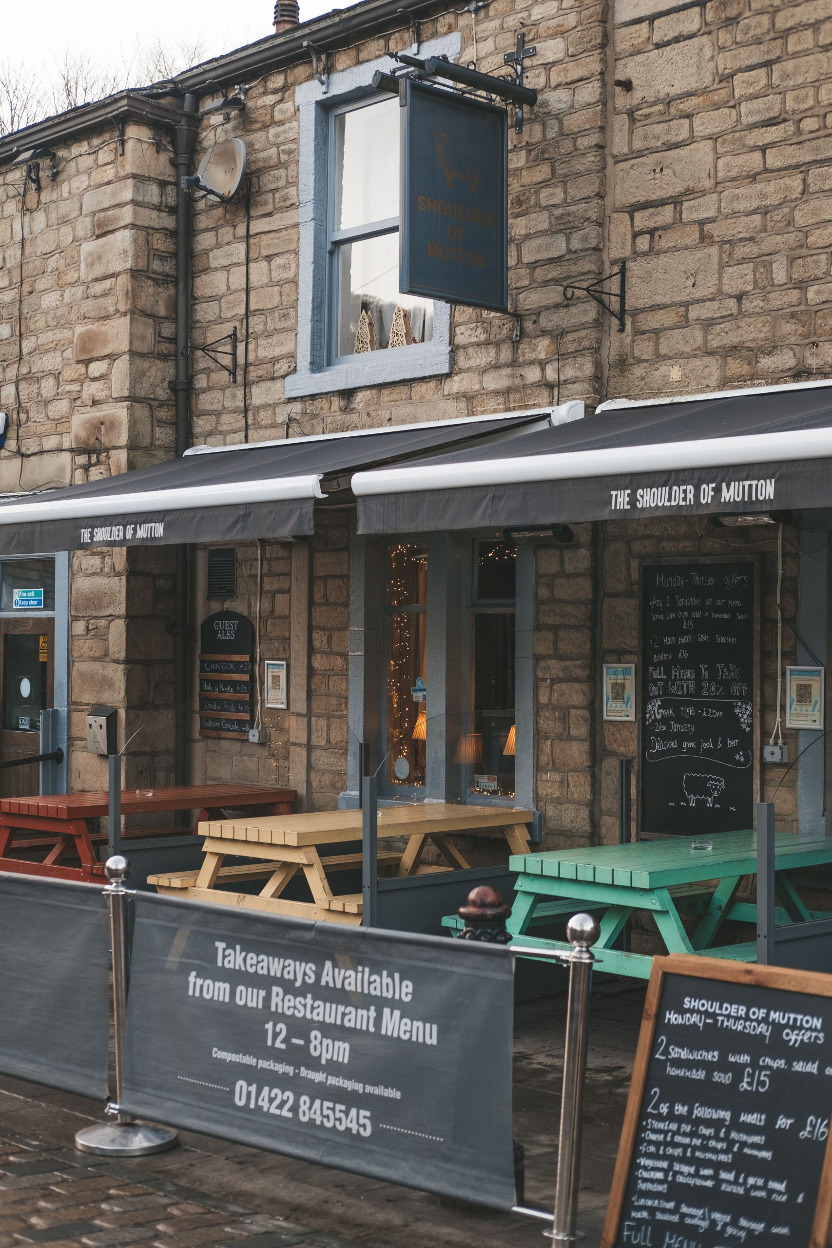 A quaint little restaurant with outdoor seating in Hebden Bridge