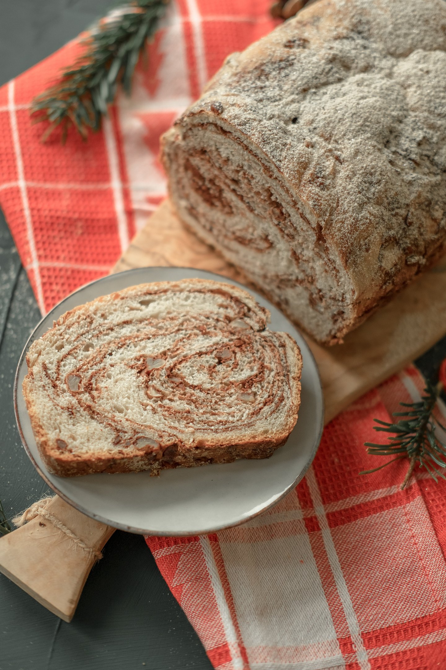 Swirl chocolate and walnuts cozonac - A Romanian sweet bread Swirl chocolate and walnuts cozonac - A Romanian sweet bread