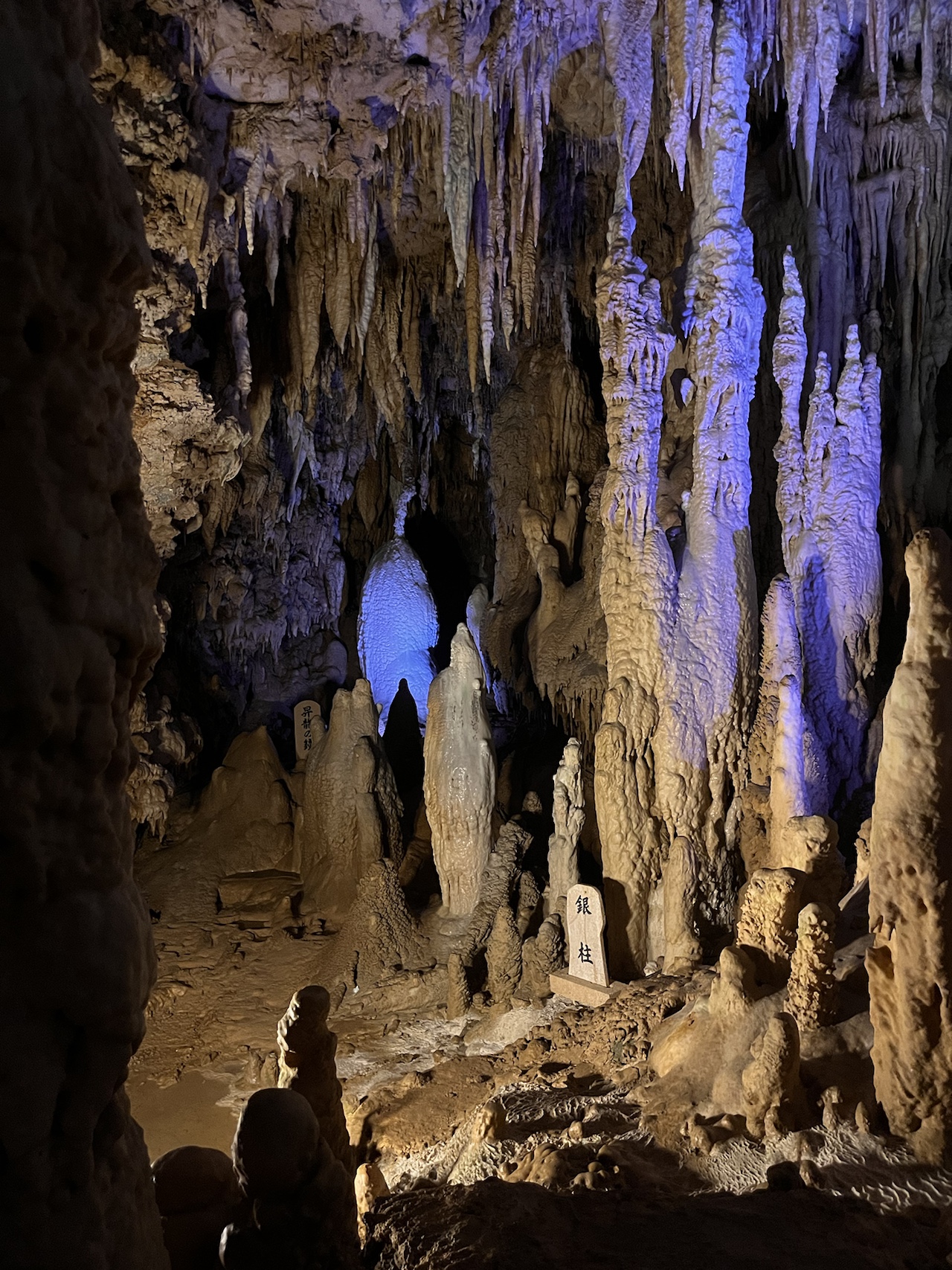 Speleotherms, stalactites and stalagmites in Gyokusendo cave