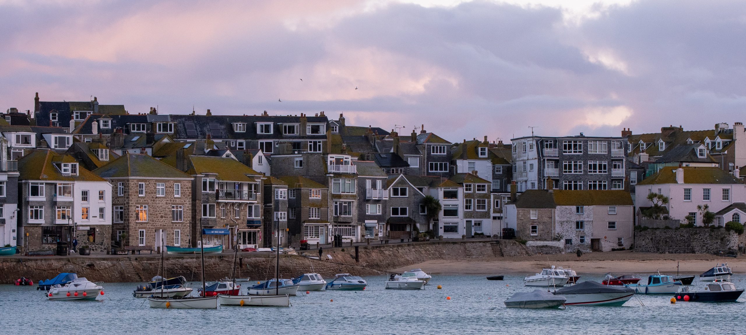 St Ives buildings during sunset