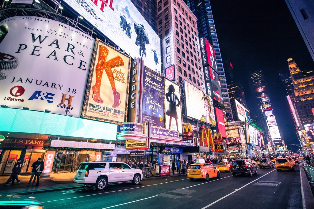 Street in New York city at night