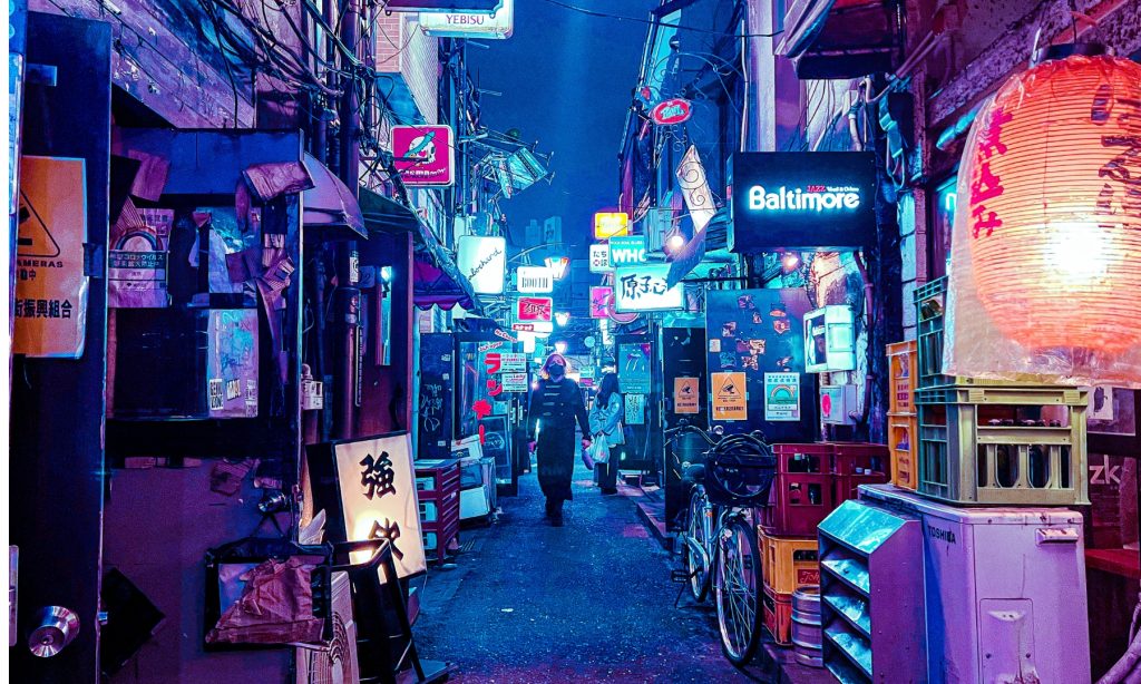 Streets of Golden Gai at night