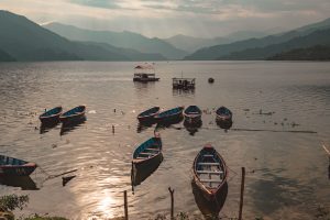 Sunset on the lake side in Pokhara