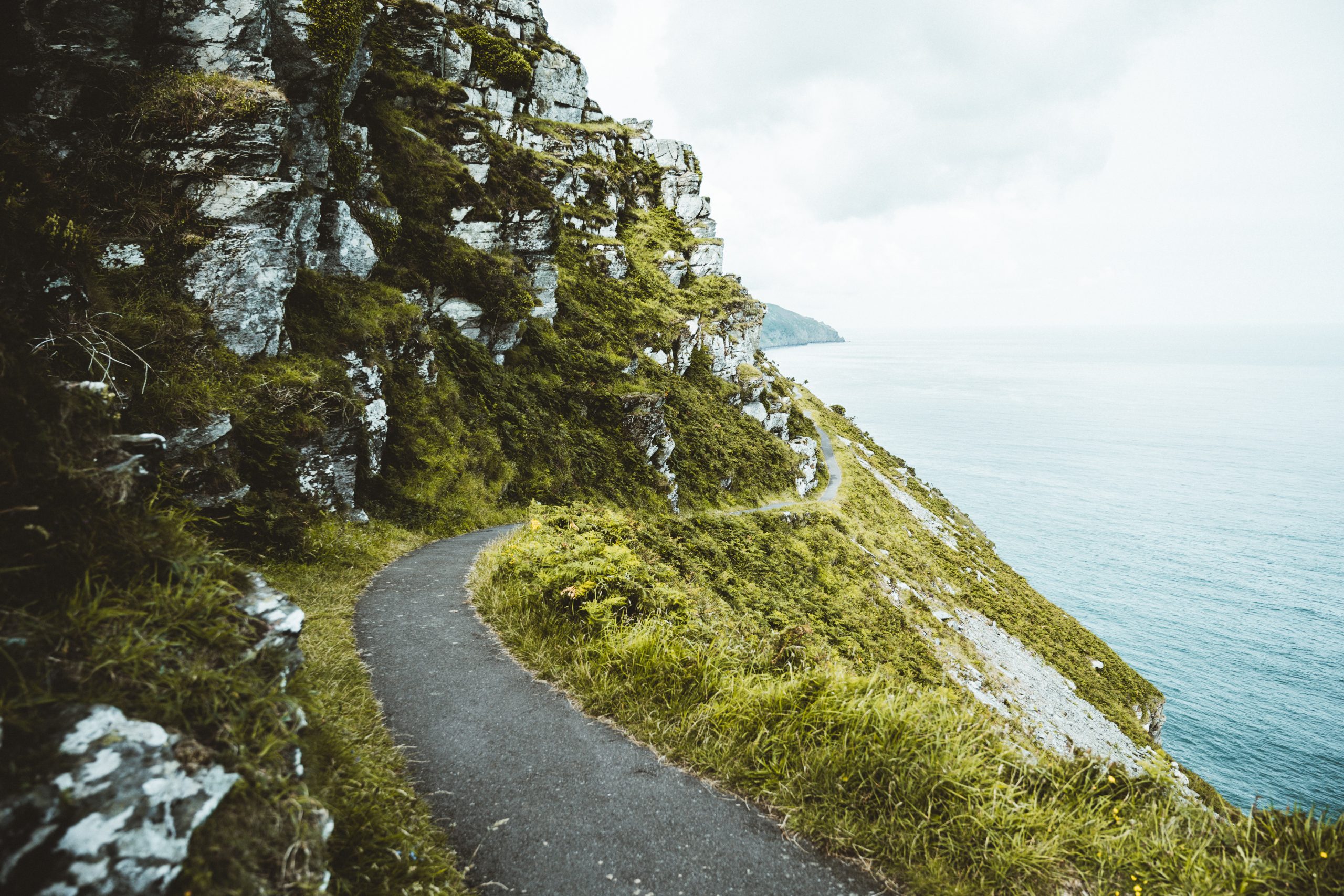 Superb Cornish Coastal Path on a slightly foggy day Superb Cornish Coastal Path on a slightly foggy day