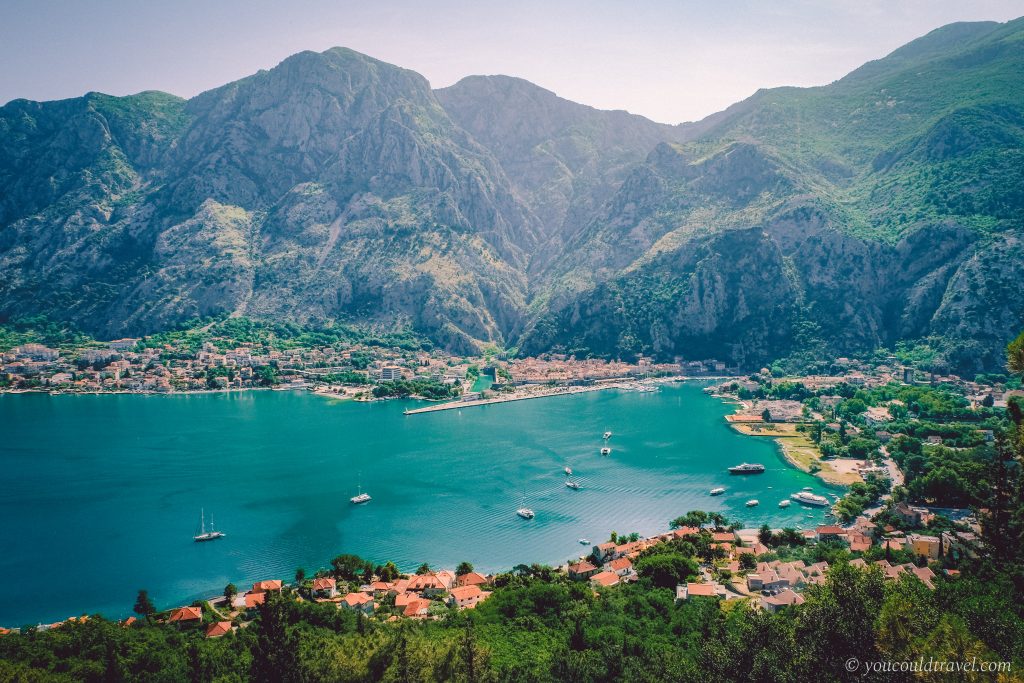 Gorgeous view of Kotor Bay surrounded by mountains