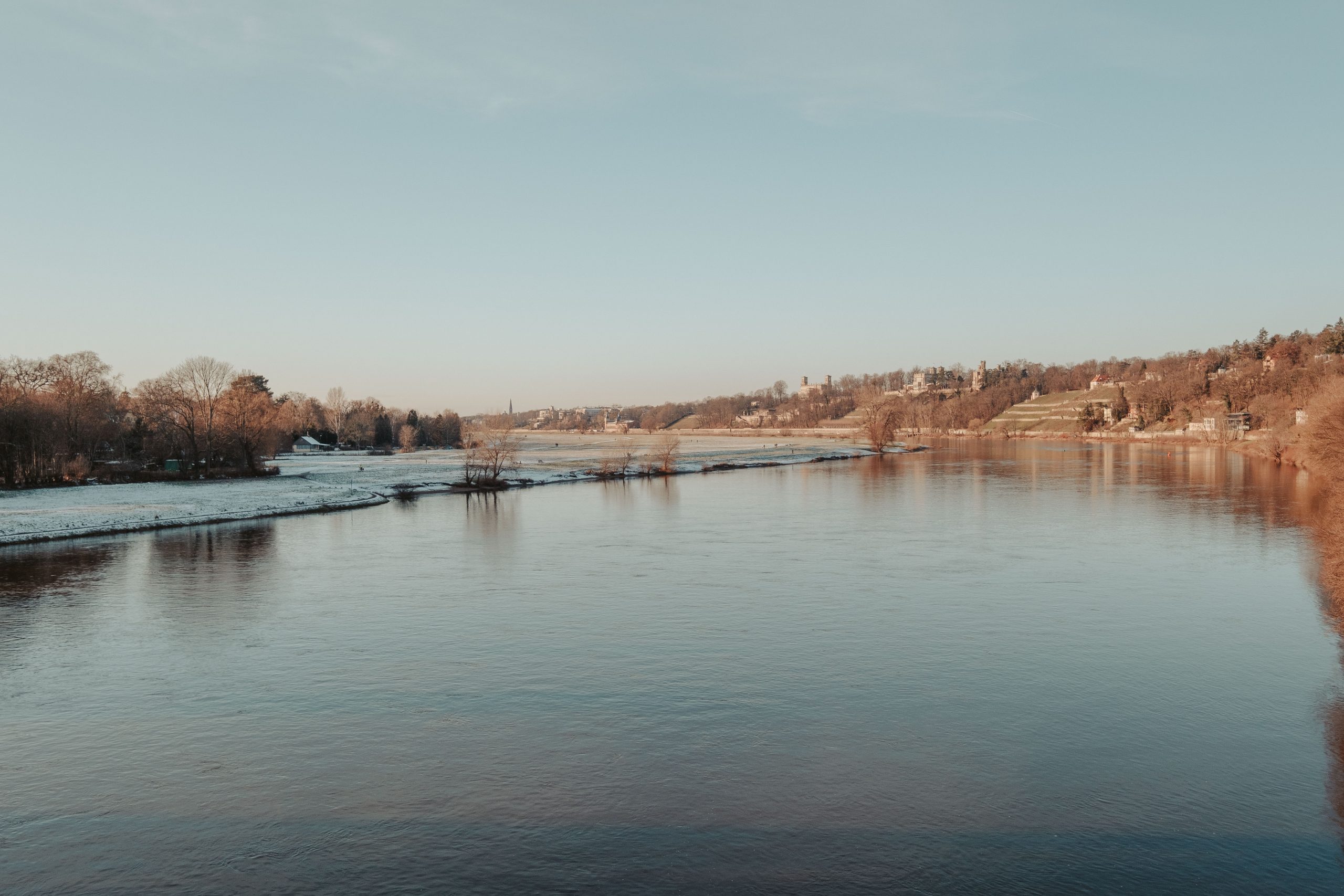 The beautiful Elbe river in winter