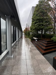 The gorgeous Ginza Six rooftop on a rainy day