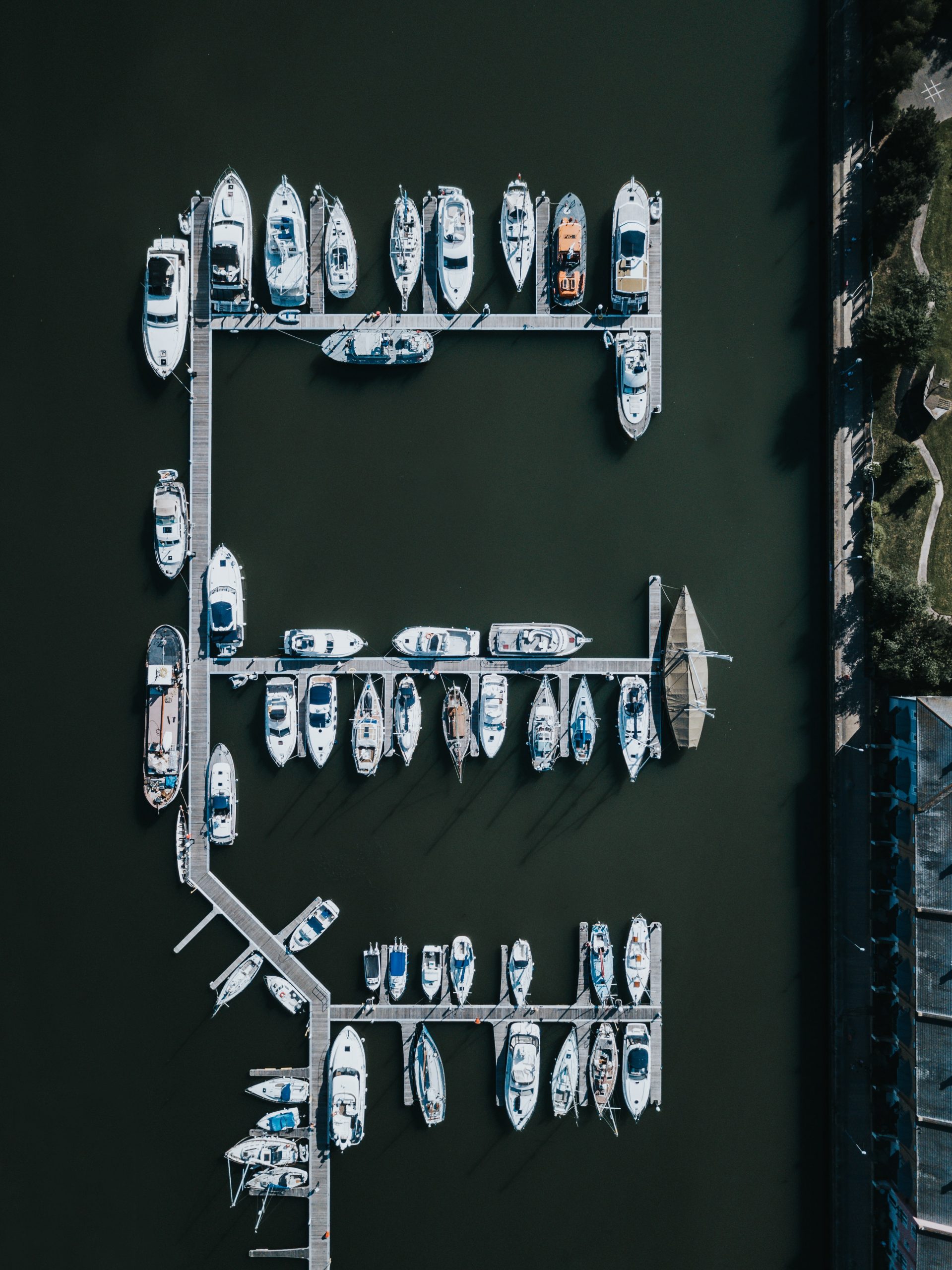 The Portishead Quay Marina as seen from above