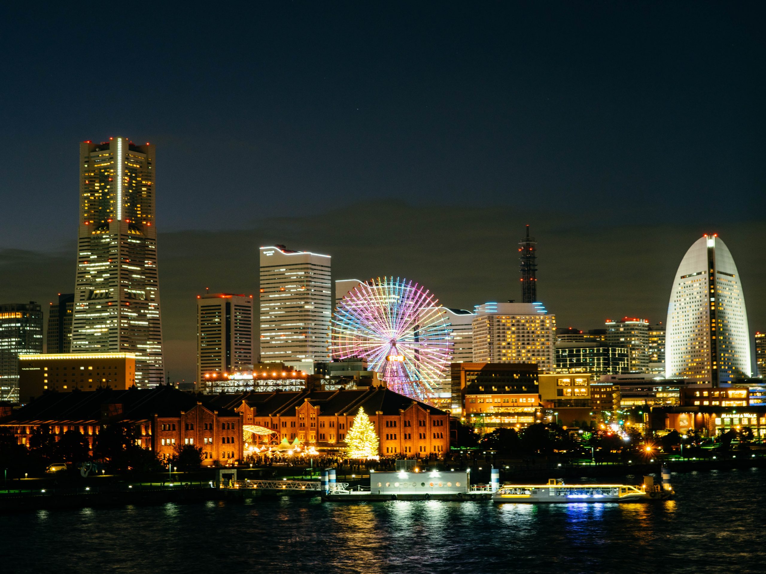 The superb yokohama skyline after dark