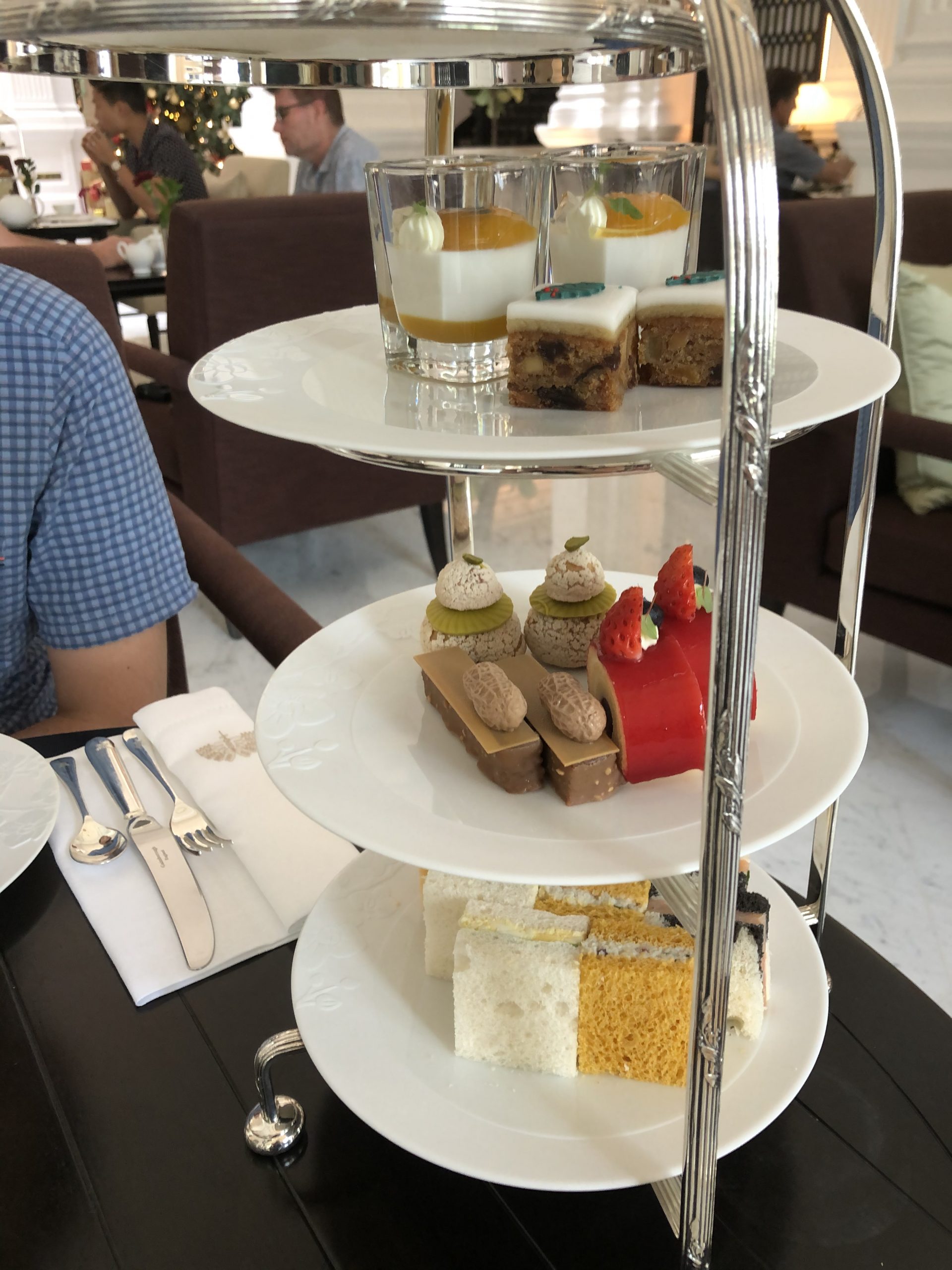 The three tiered afternoon tea at Raffles Singapore The three tiered afternoon tea at Raffles Singapore