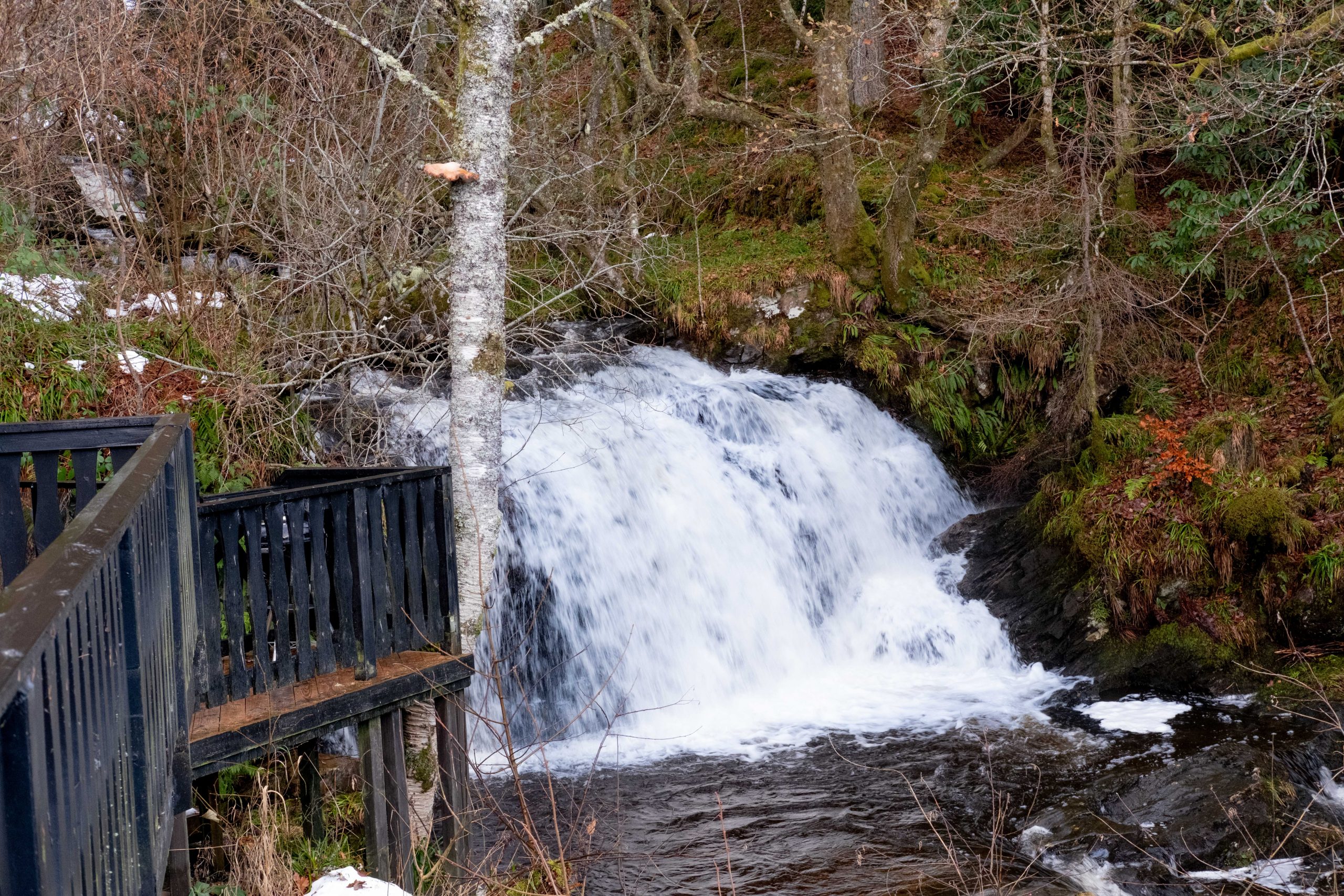 The waterfall at the lodge Loch Tay