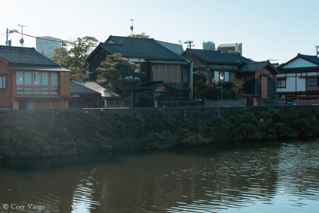 Traditional chaya district in Kanazawa by the river