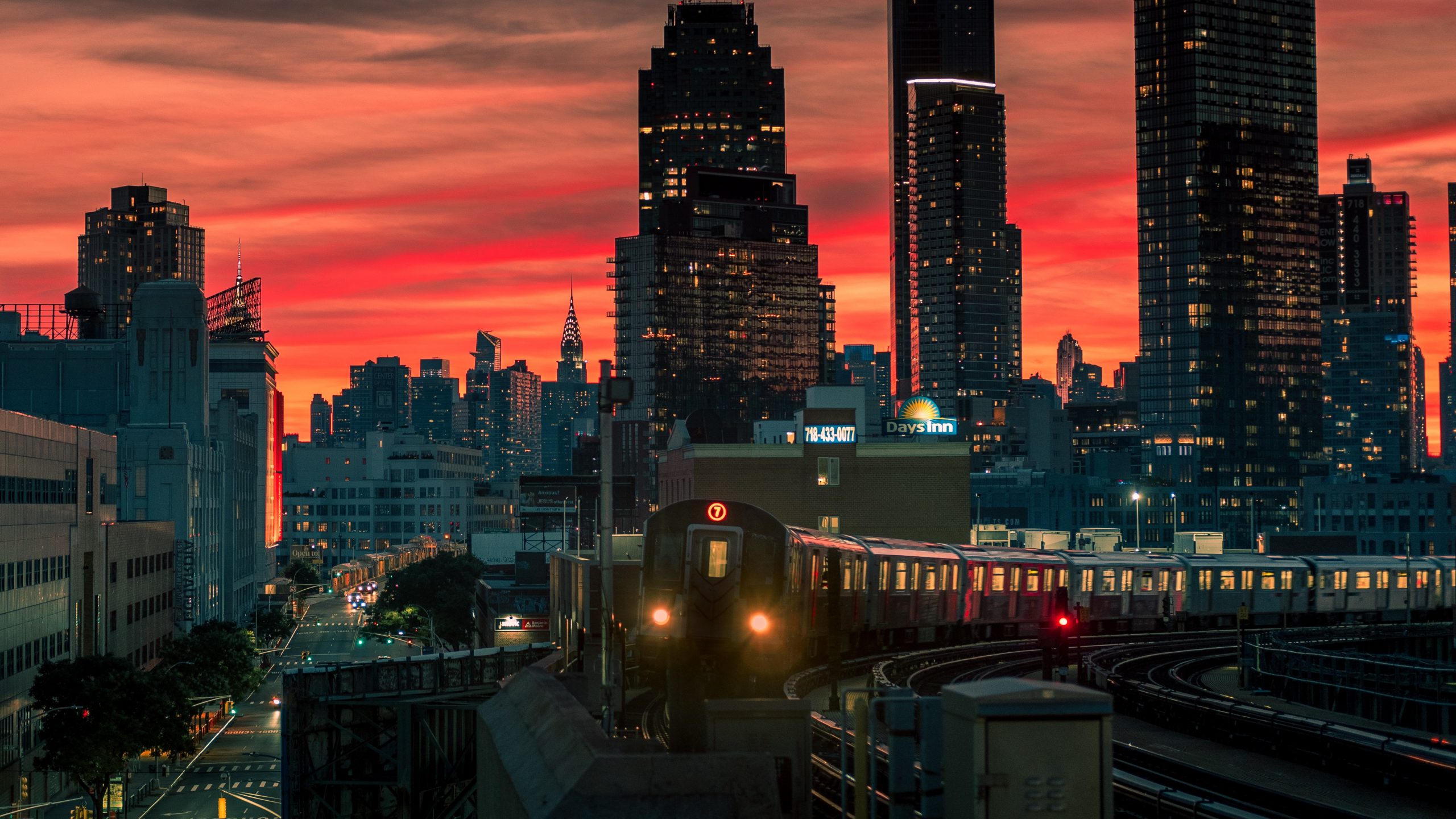 Train to Long Island during sunset