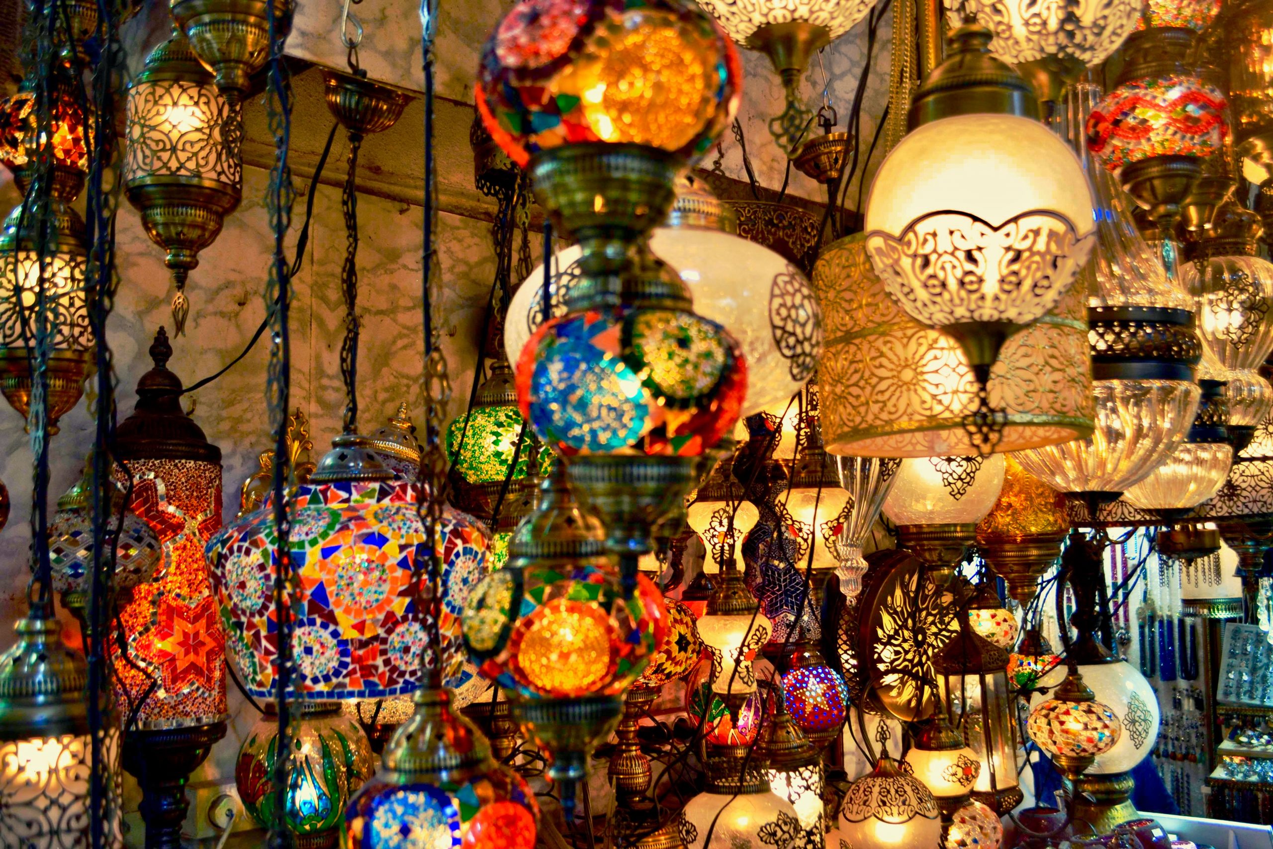 Turkish mosaic lamps and lanterns