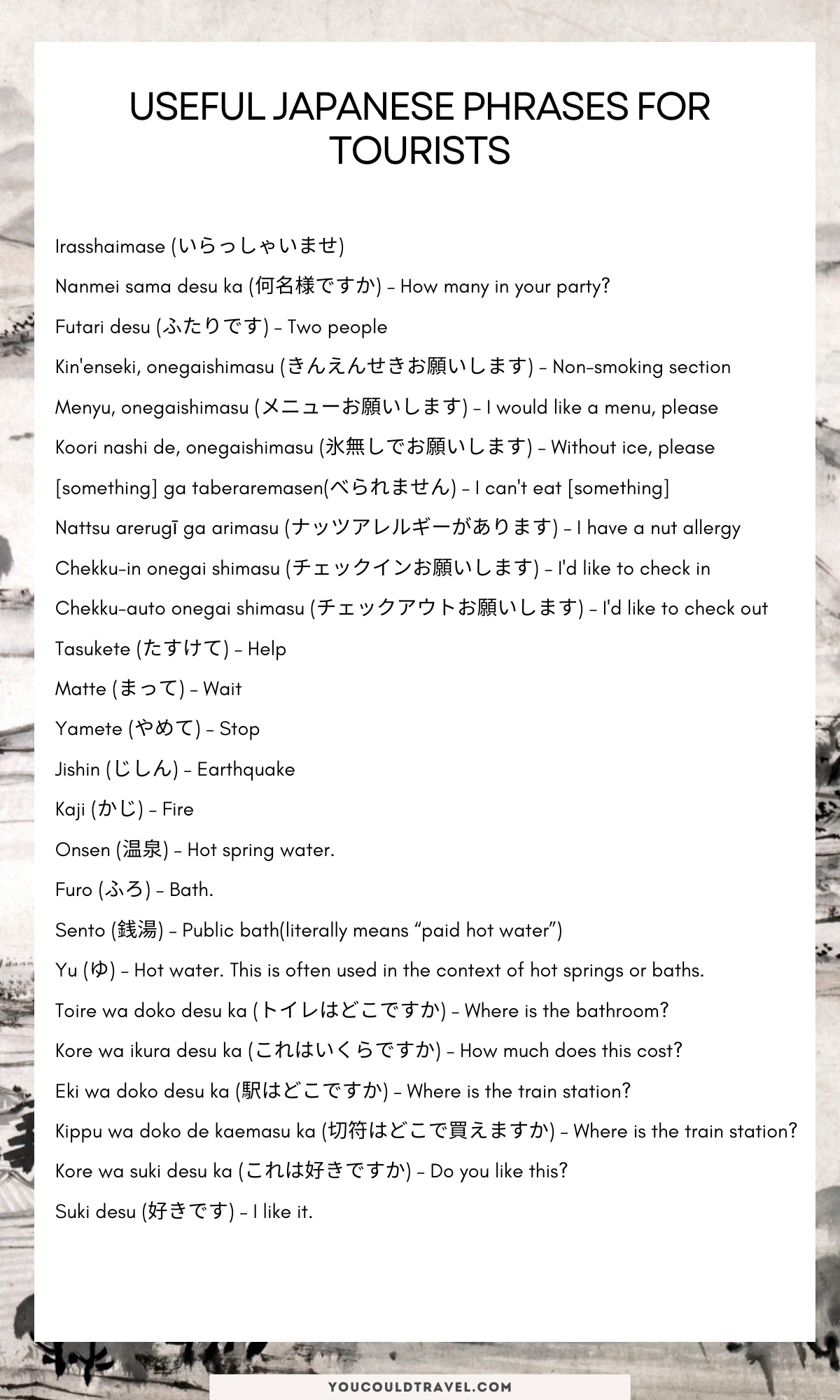 Useful Japanese phrases for tourists