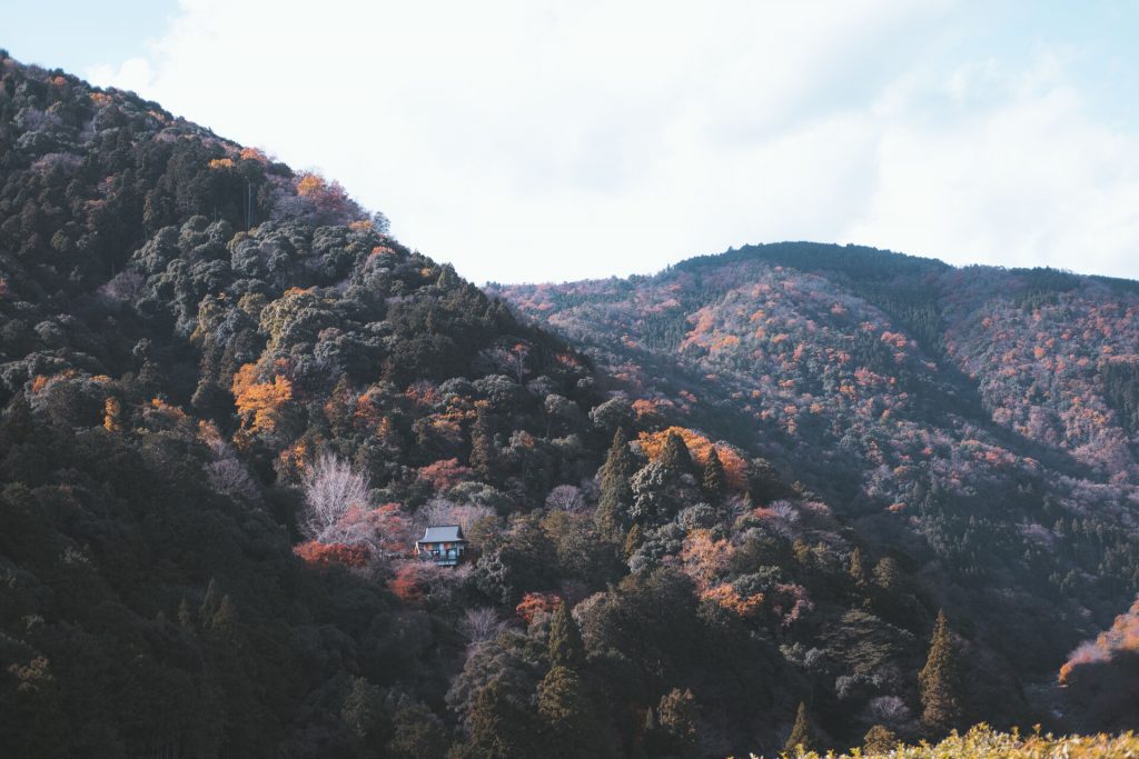 Views of the Storm mountains in Arashiyama, Kyoto, Japan