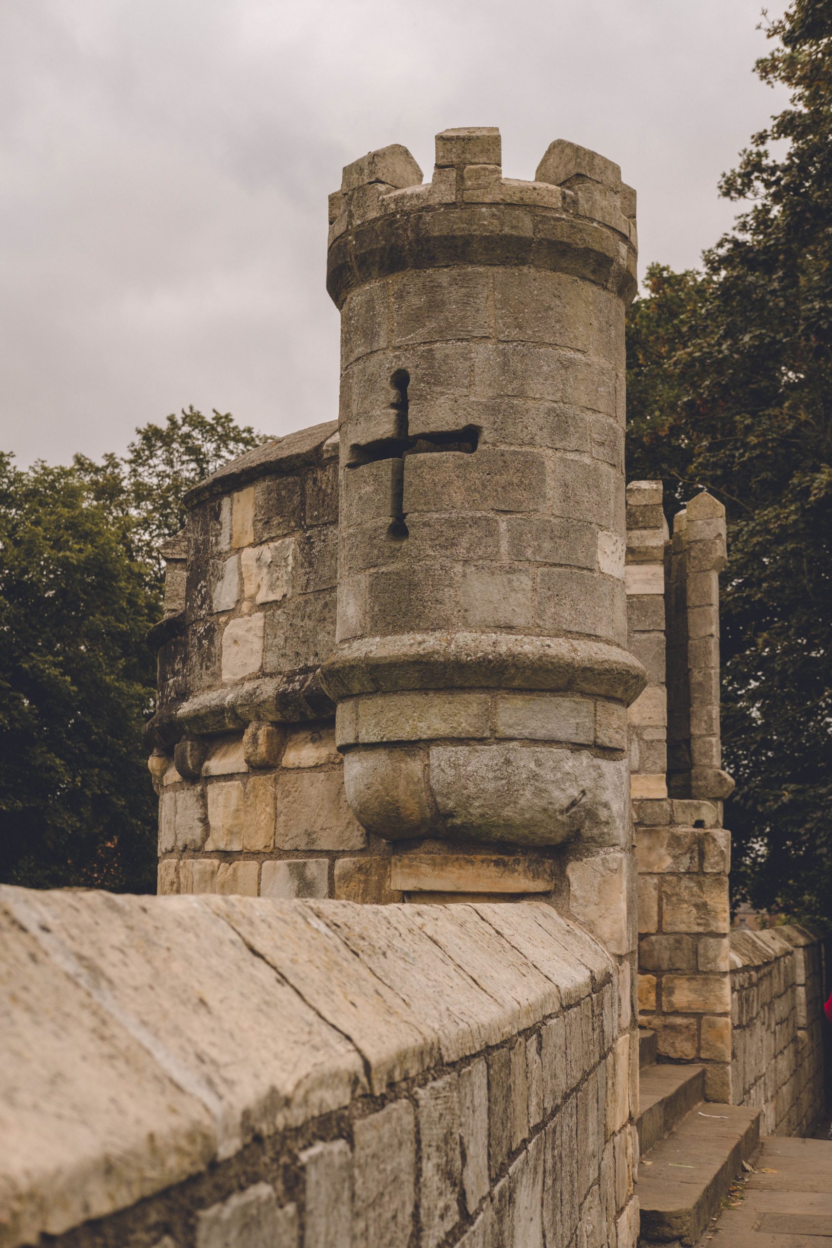 well preserved part of the city wall in York England