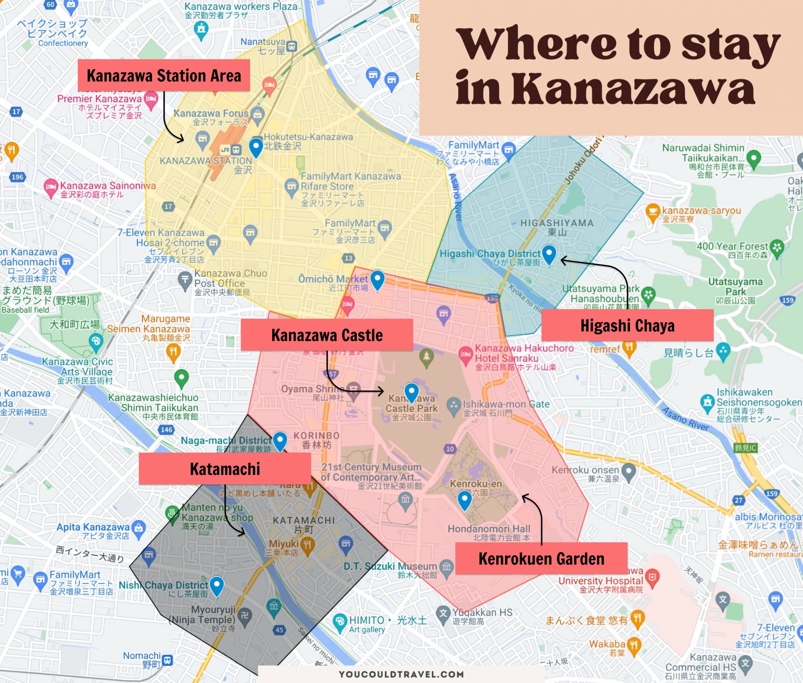 Where to stay in Kanazawa - Neighbourhood Map