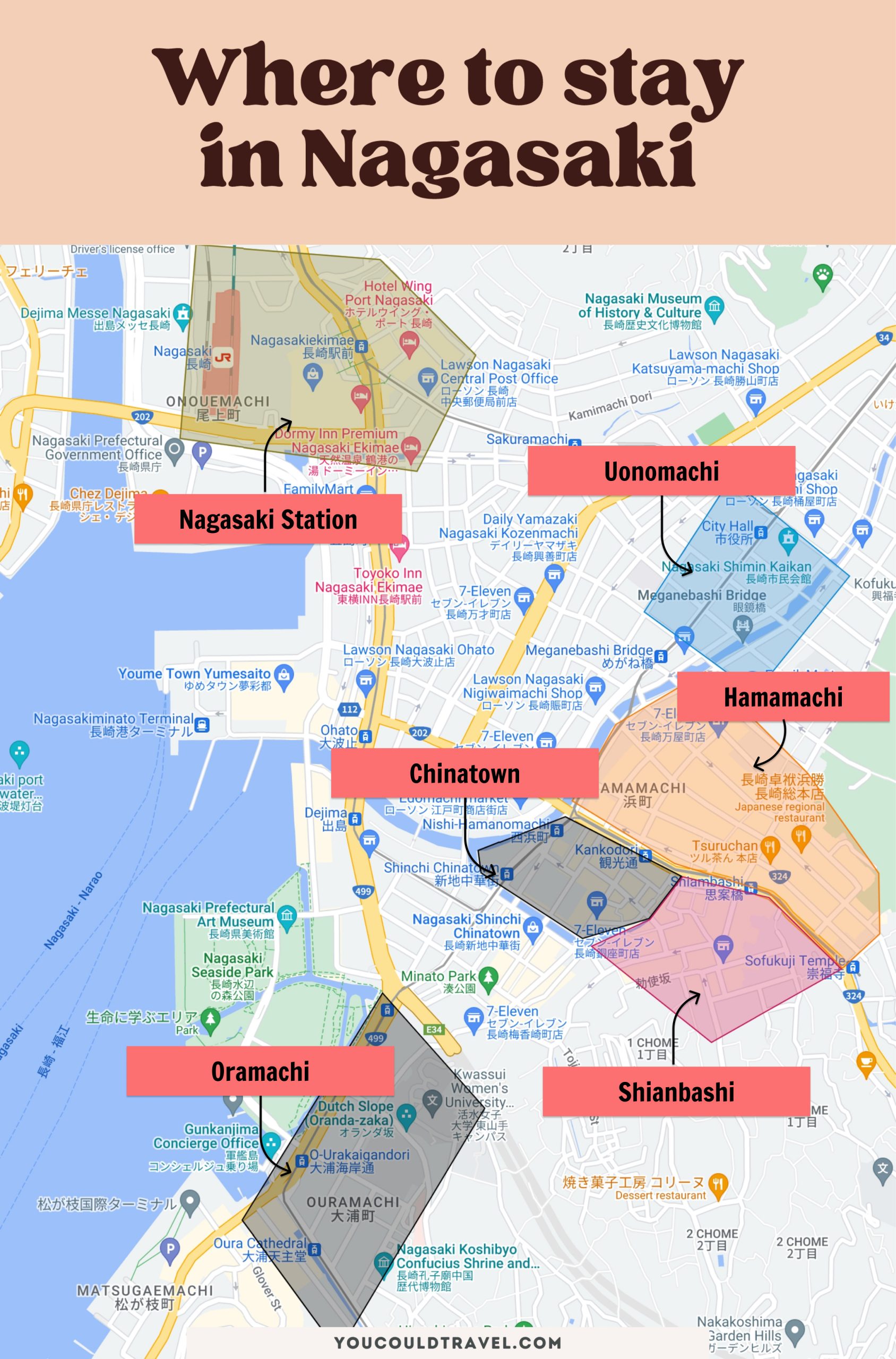 Where to stay in Nagasaki - Neighbourhood Map Where to stay in Nagasaki - Neighbourhood Map