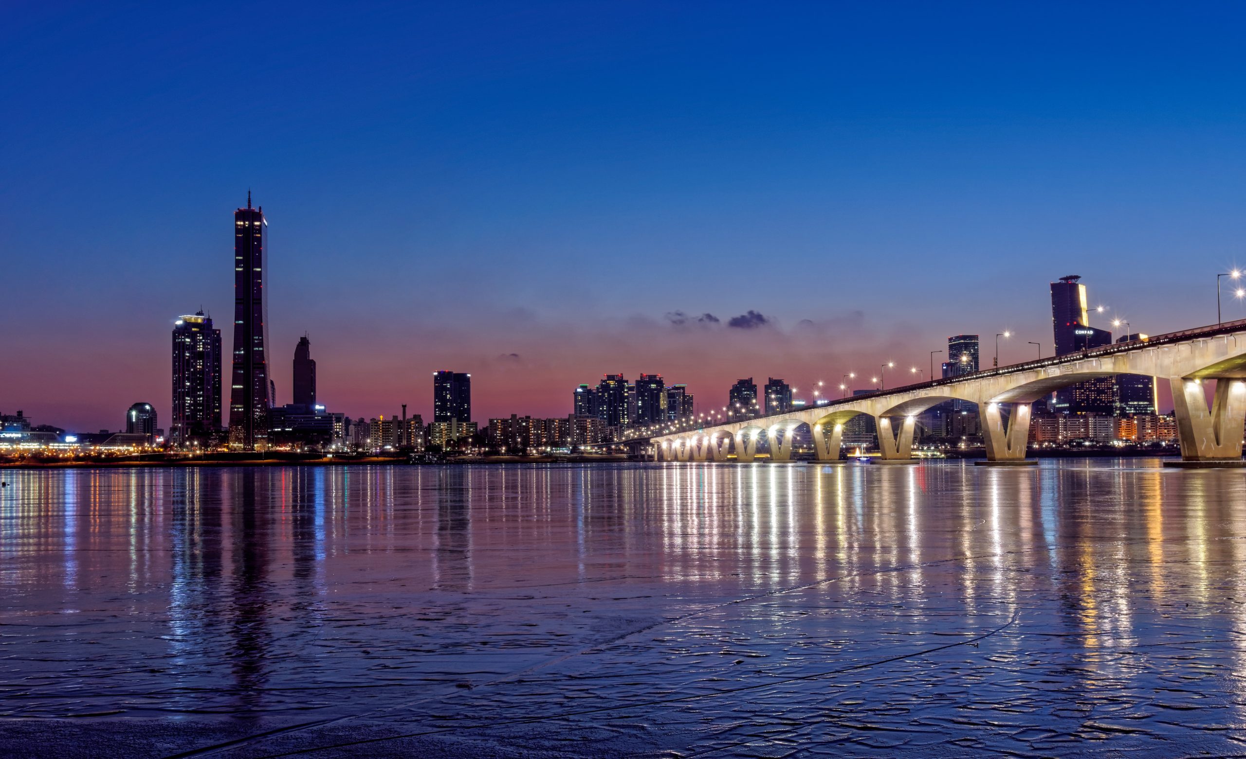 Seoul night city skyline