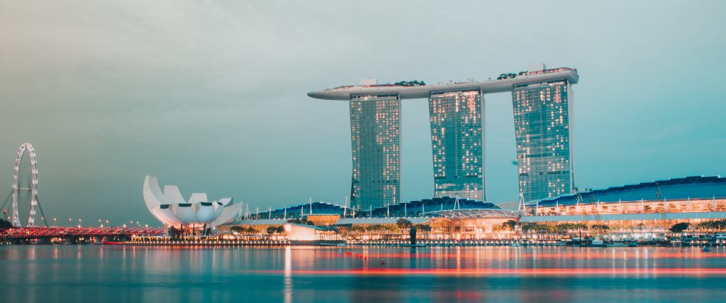Where to stay in Singapore - a view of the Marina Sand Bay at sunset