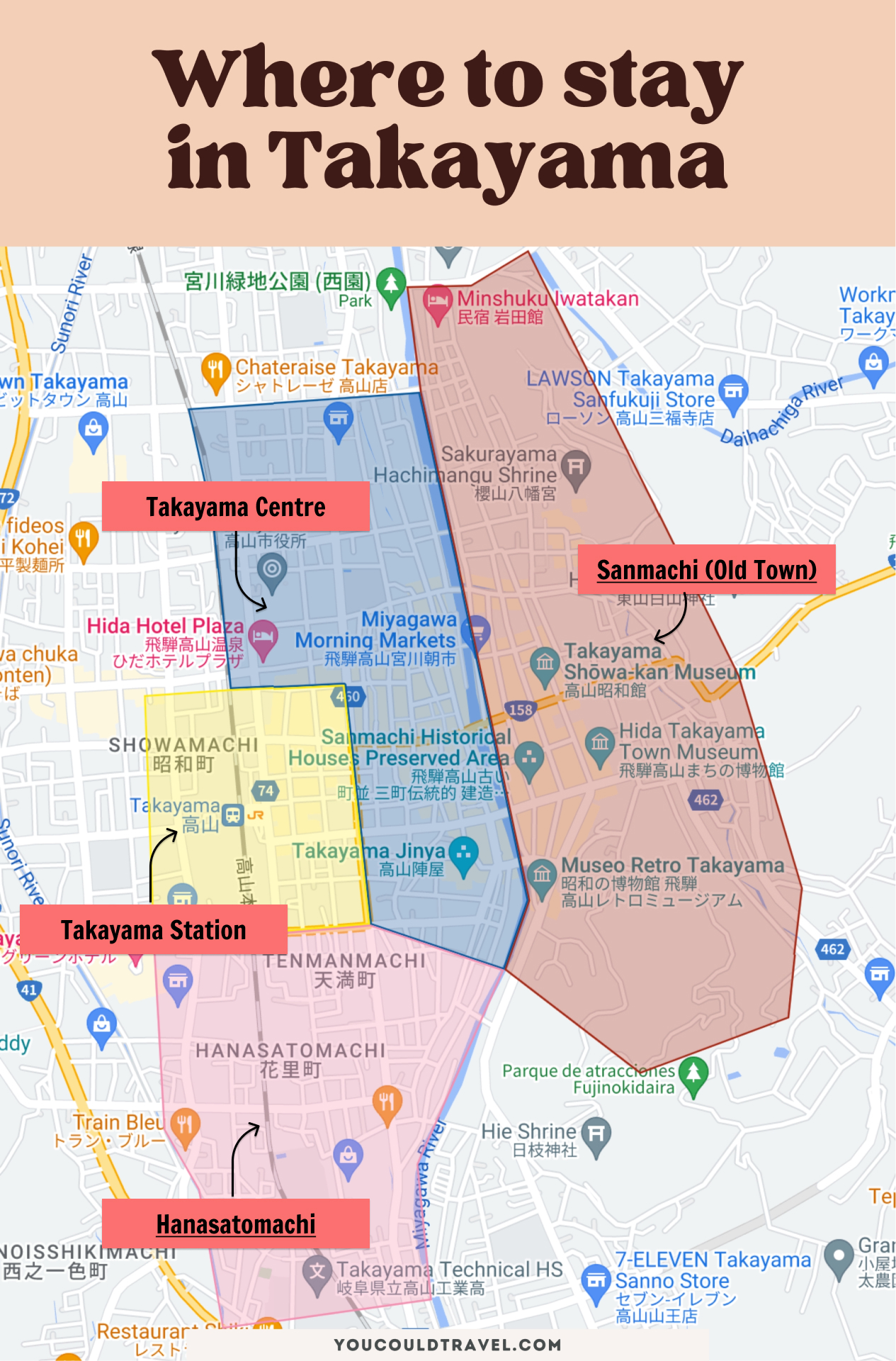 Where to stay in Takayama - Neighbourhood Map Where to stay in Takayama - Neighbourhood Map