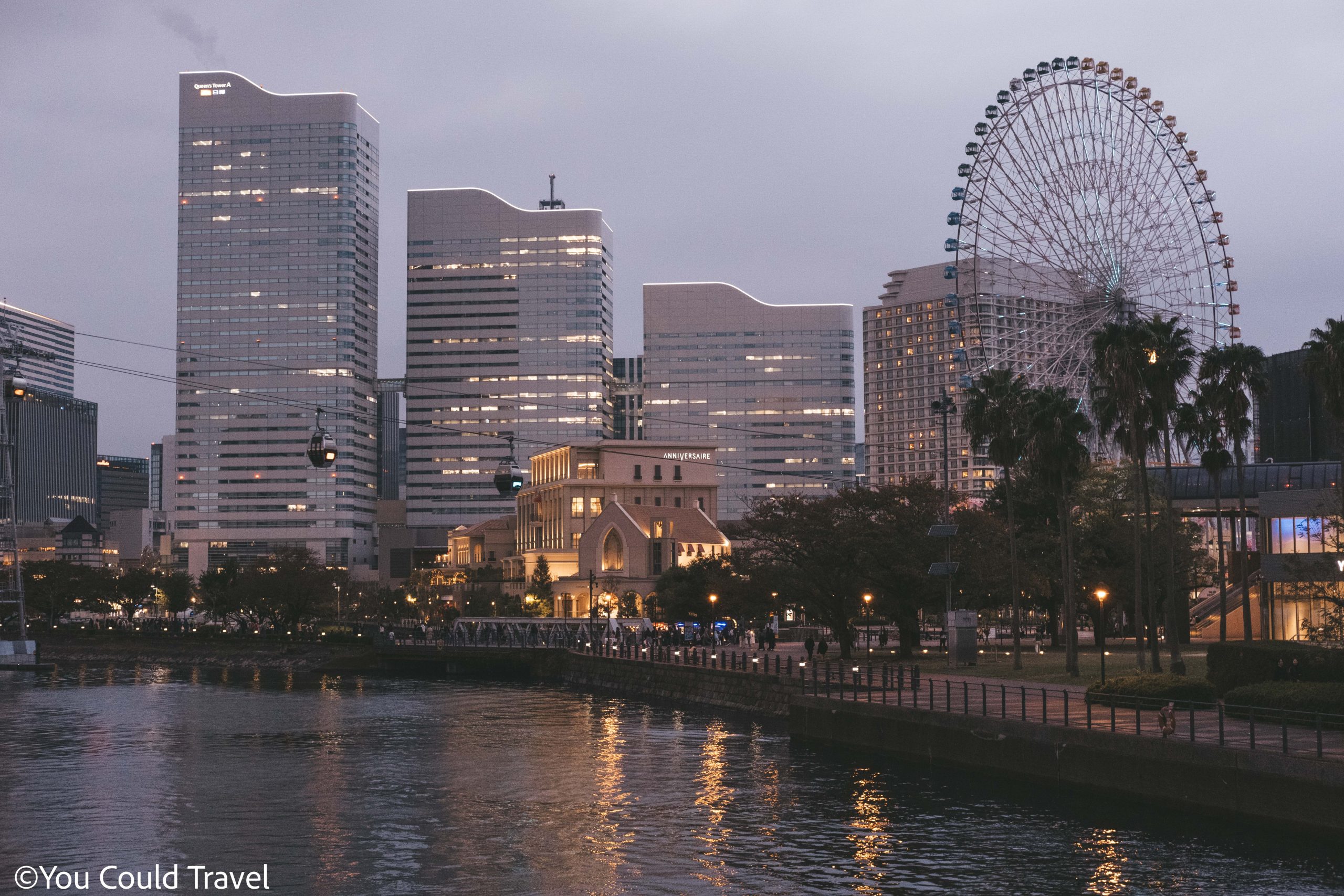 Yokohama cosmo world as seen from the waterfront