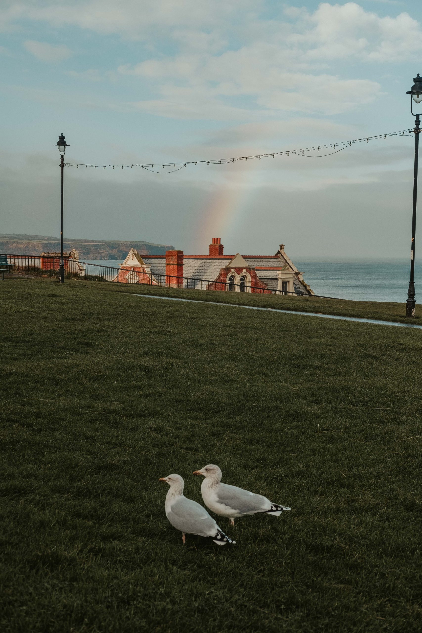 Yorkshire coast with a rainbow