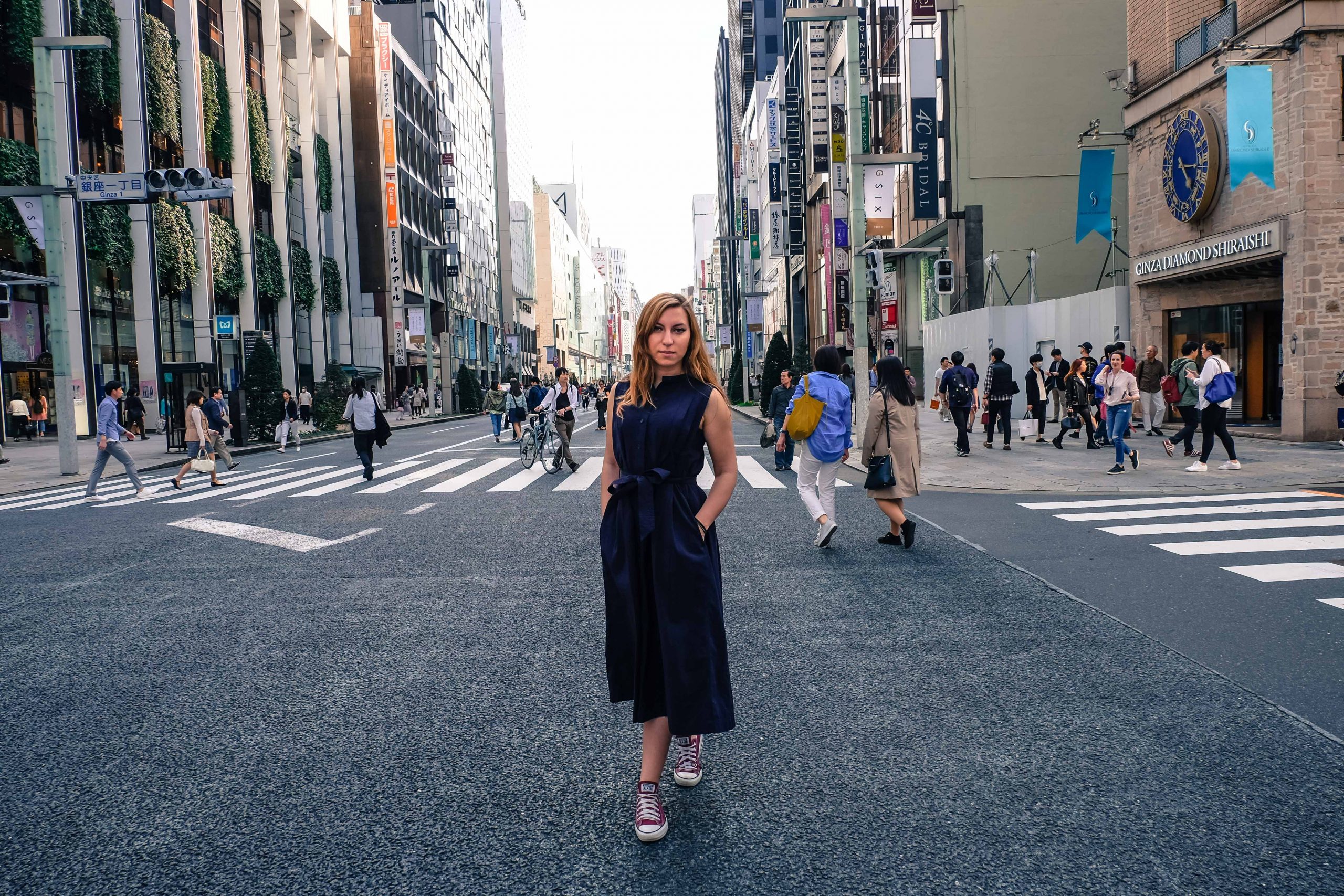 Cory from You Could Travel enjoying Ginza on a weekend